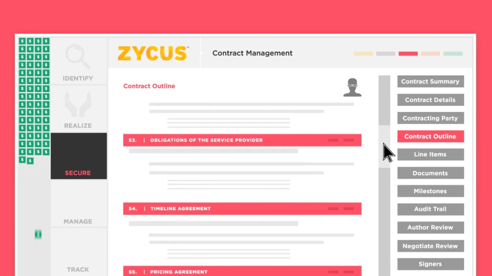 screenshot of Zycus Contract Management